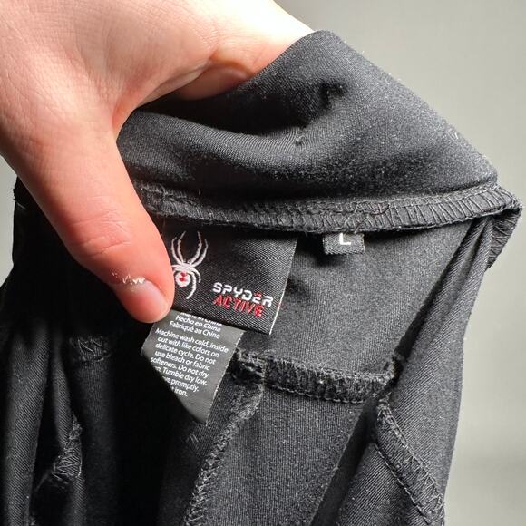 Vintage Y2K Spyder Joggers Mens L Jet Black Polyester Sweatpants Subtle - Picture 4 of 4